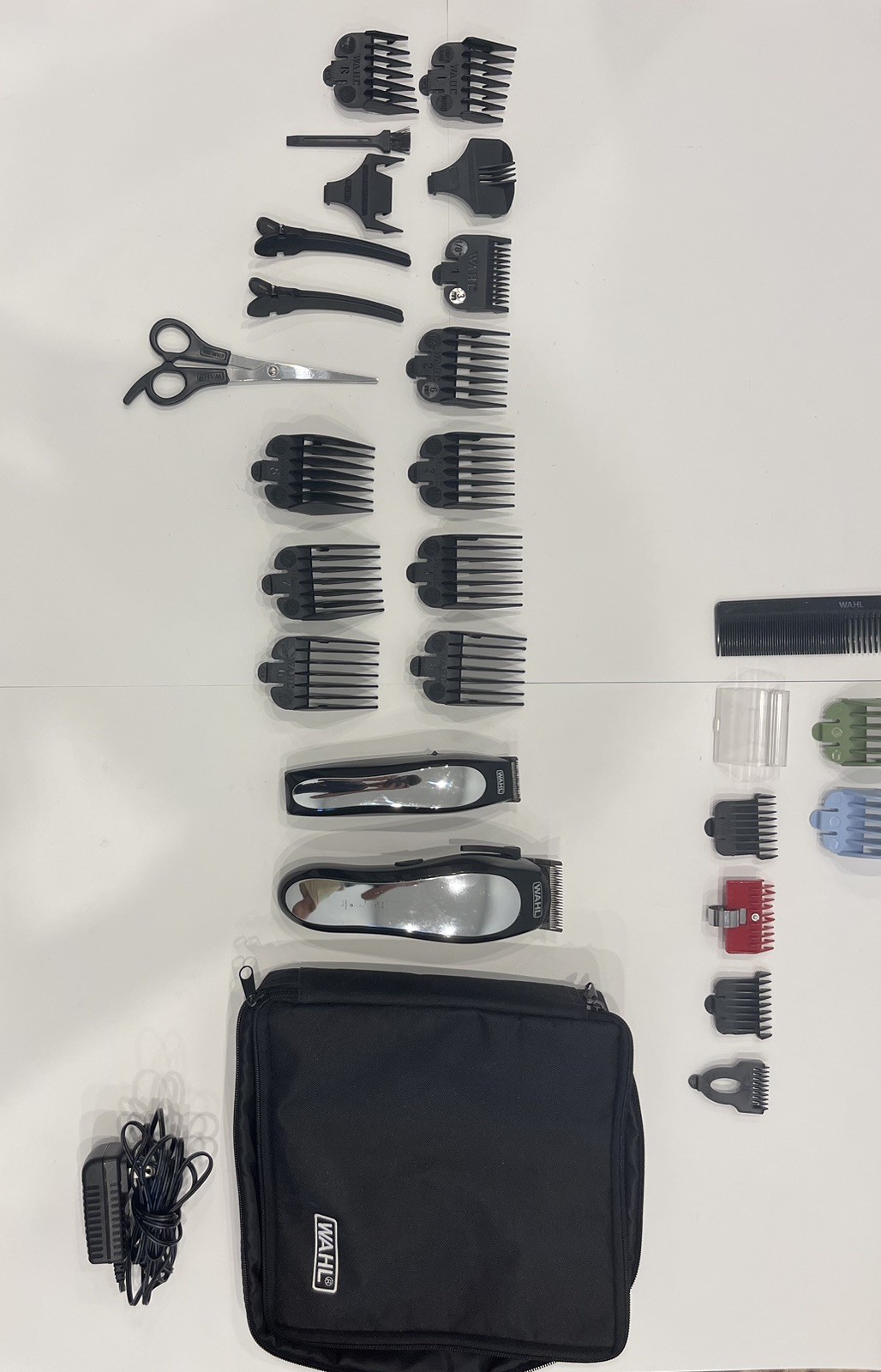 Huge Wahl Hair Clipper Trimmer Lot – 5 Clippers, Metal & Color Guards, Case Comb