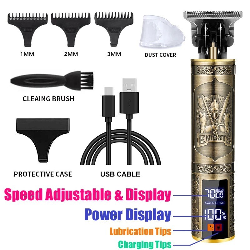 Professional Hair Clipper for Men – Rechargeable Metal Hair Trimmer Barber