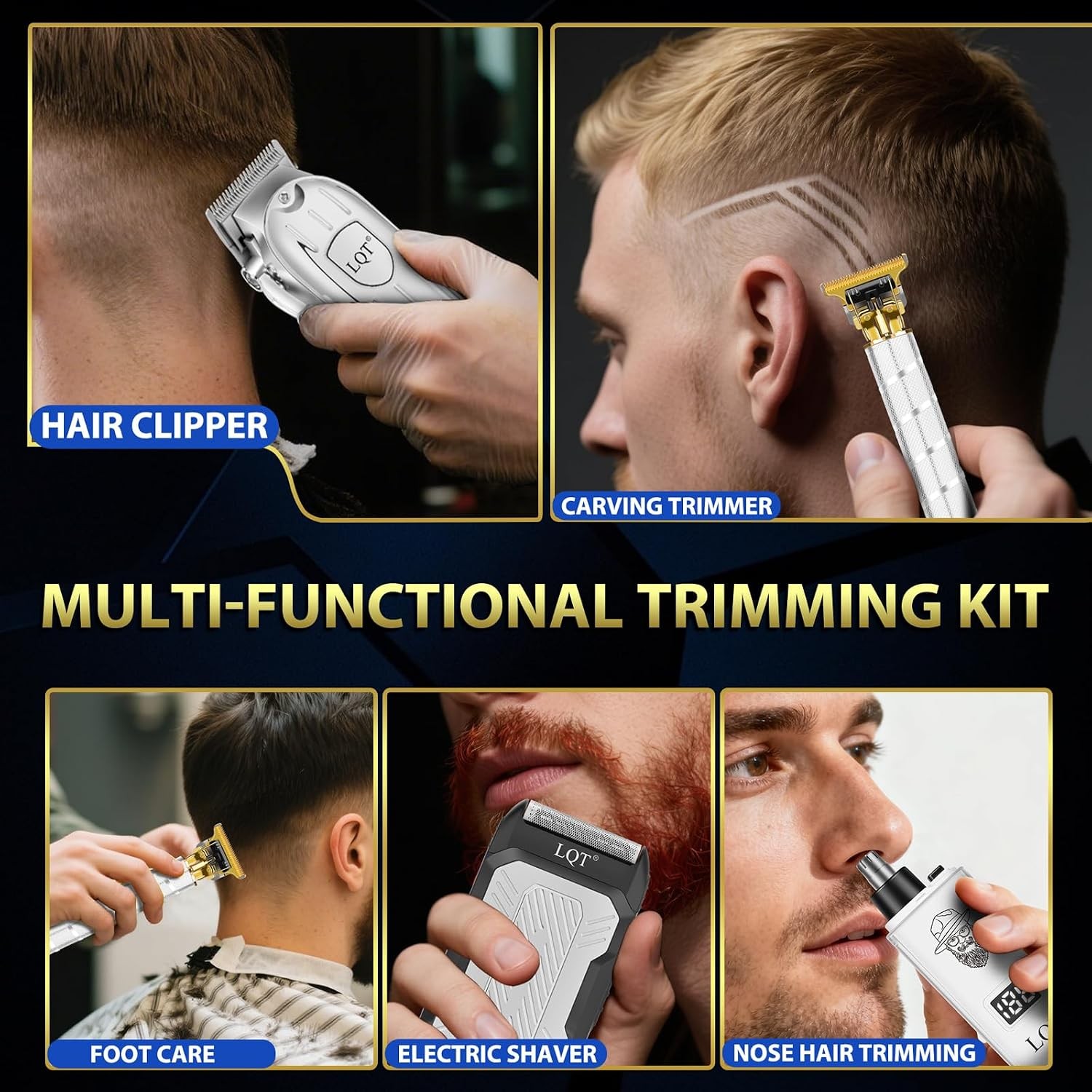 Men’s 4-in-1 Cordless Grooming Kit: Hair Clipper, Trimmer, Shaver