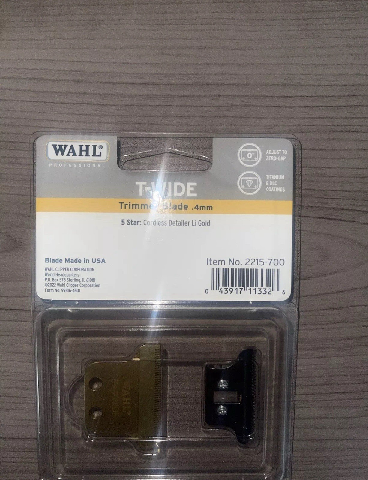 Wahl Detailer Li Gold Replacement T-Wide Blade Titanium DLC #2215-700