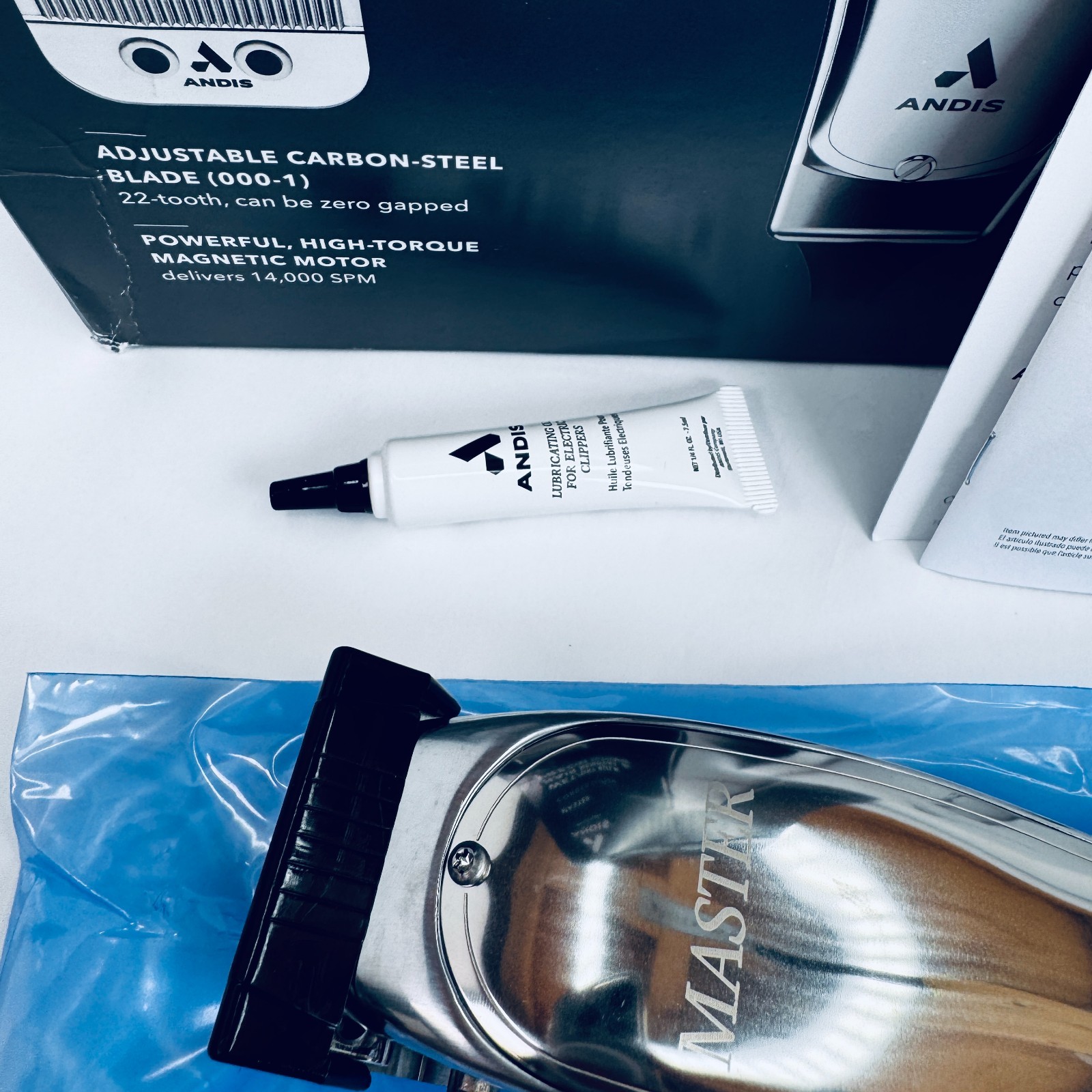 Andis 01815 Master Adjustable Blade Hair Clipper, 14000 SPM, Silver